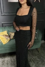 Elegant Top & Skirt in black - Image 3