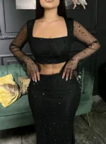 Elegant Top & Skirt in black - Image 2