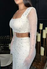 Elegant Top & Skirt Set in cream - Image 2