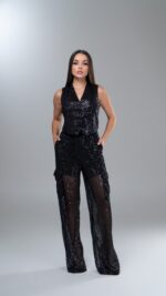 Sequin Top & Pant Black